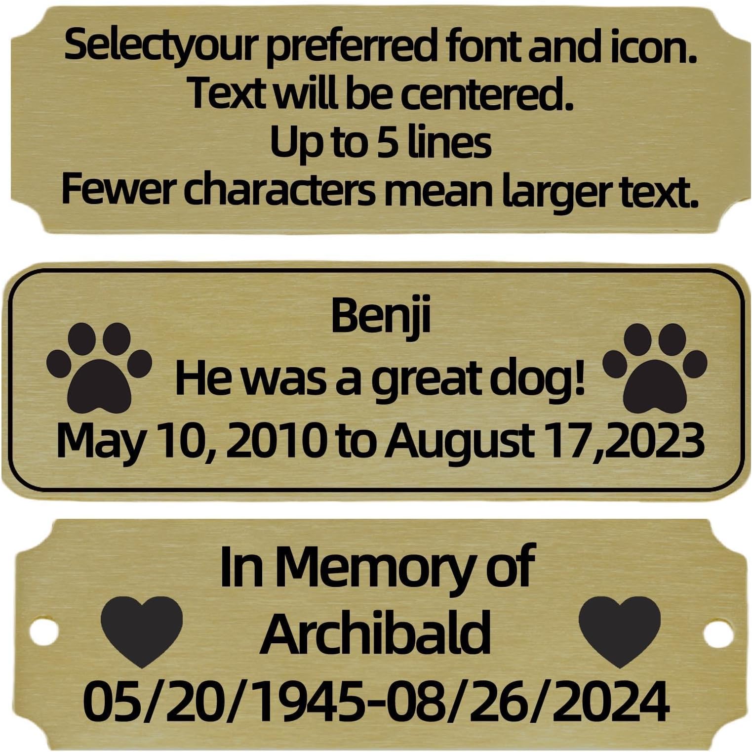 Engraved Custom Name Plate,Brushed Stainless Steel Personalized Name Plaque,Metal Engraving Custom Name Plate with Adhesive Backing or Screws for URN,Trophy, Picture Frame (Brass)