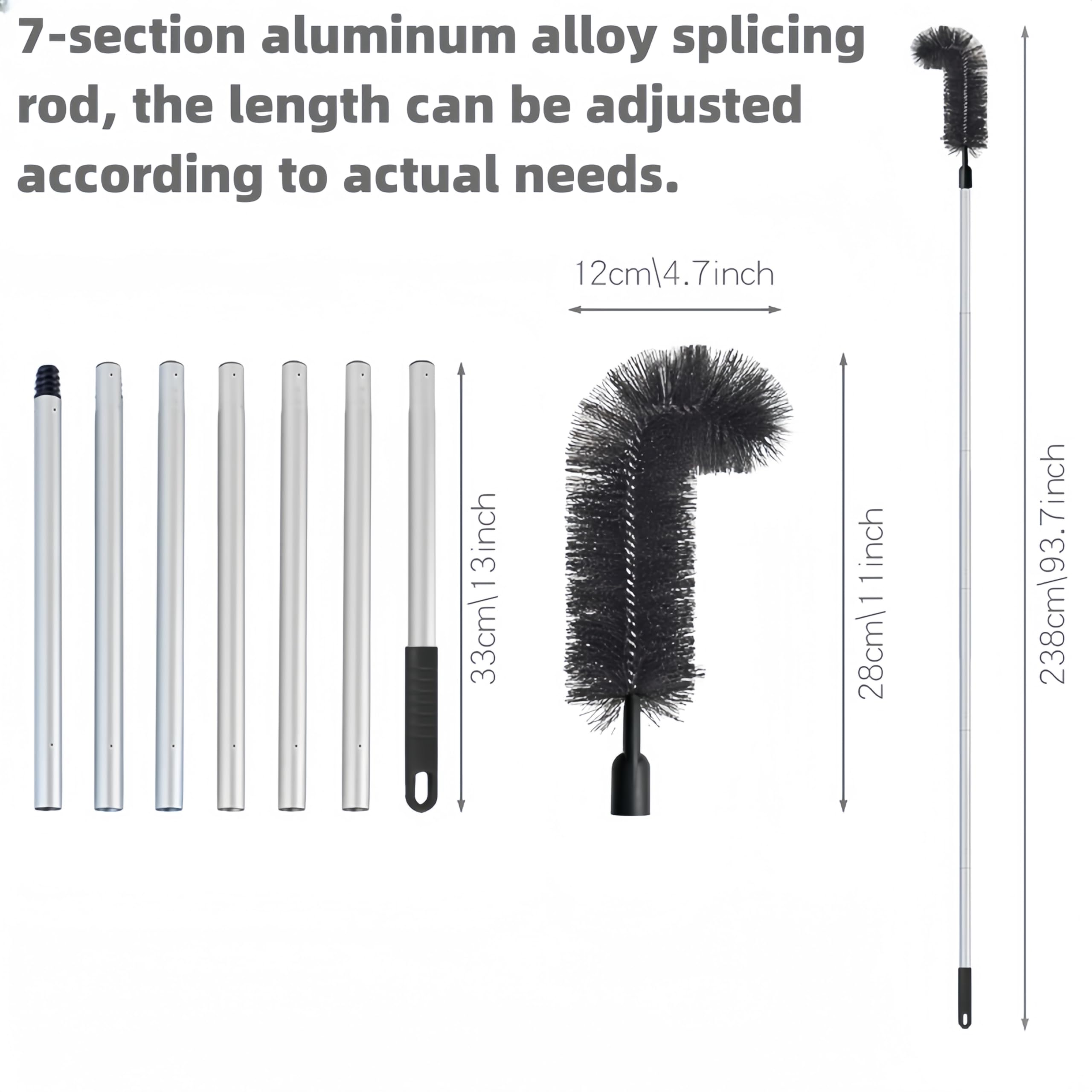 Gutter Cleaning Tools Set, with Brush&Plastic Gutter Guard, 7.8 Ft/2.38M Extendable Gutter Cleaning Pole - Image 2