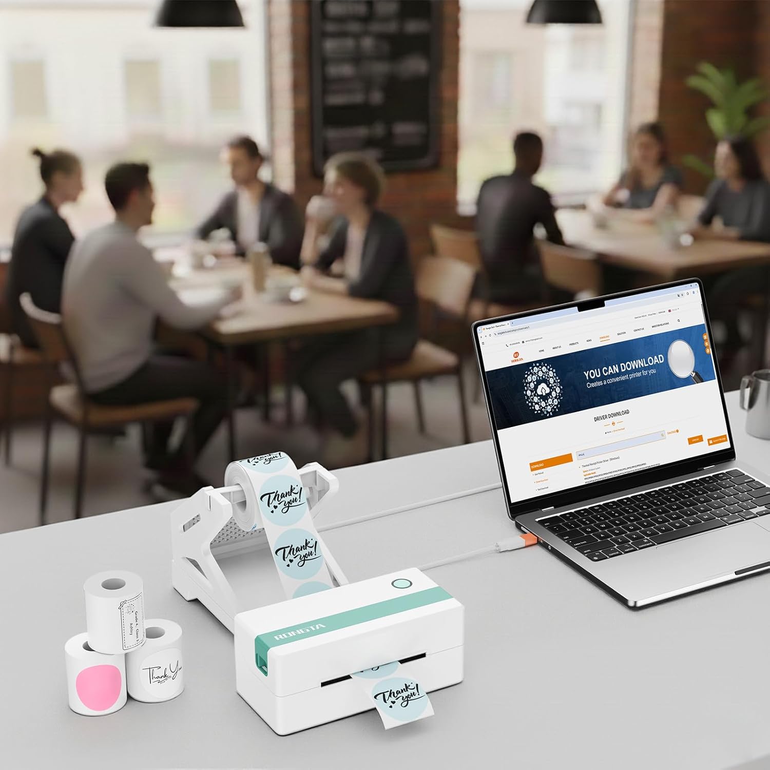 Rongta Label Holder for Rolls and Fan-Fold Labels, Thermal Sticker Roll Holder for Desktop Thermal Printer, Label Dispenser, Supplies for Office, Home (White) - Image 7