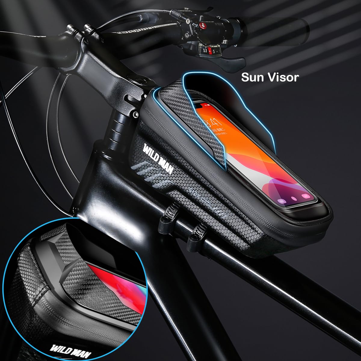 VERTAST Sacoche De Guidon Vu00e9lo, Sac De Vu00e9lo U00c9tanche, Sacoche Velo Guidon Sac Telephone Scooter VTT Trotinette Electrique Avec U00e9cran Tactile Pour Smartphone, Nior-Neuf