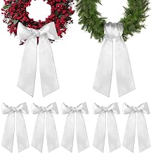HFKPJRT 5 Pack Blank Wreath Sash for Front Door, White Satin Sashes for Wreaths, Wreath Scraf for Embroidery, Party Farmhouse Indoor Outdoor Yard Doorway Wedding Porch Decor 4.5" x 56"