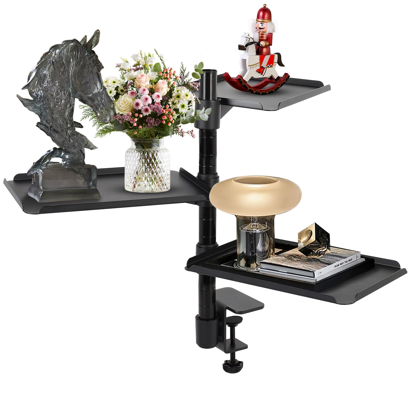 Étagère de bureau à 3 niveaux FAHKNS avec pince de serrage réglable pour maison et espace de travail