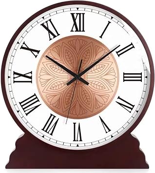 Table Clock Vintage, Mantel Clock Silent Decorative, Desk Clock for Table Decor, Mantel Clock Battery Operated for Fireplace Mantel, Living Room,Bedroom,Office,Desktop Decoration