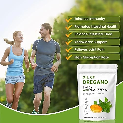 Miniatura 5 de J-PRQ Cápsulas de suplemento de aceite de orégano 2 en 1, cápsulas de suplemento de aceite de orégano orgánico, sin OMG, 6000 mg de aceite de