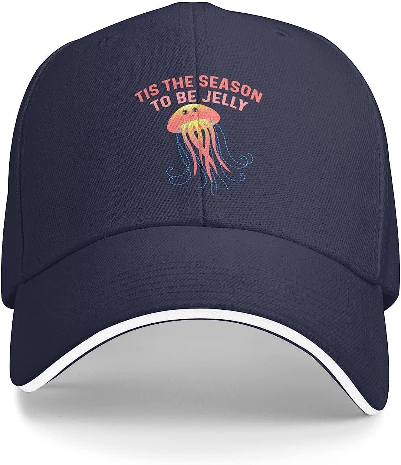 Loujin Unisex Navy Blue Baseball Cap Jellyfish Hat Tis The Season To Be Jelly Hat For Men Baseball Hat