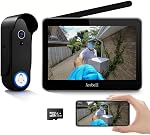 Sans fil 1080P Caméra vidéo avec moniteur, WiFi Système d'interphone vidéo avec écran 7'', détection de mouvements, sans abonnement, vision nocturne, longue durée de vie de la batterie, APP Contrôle