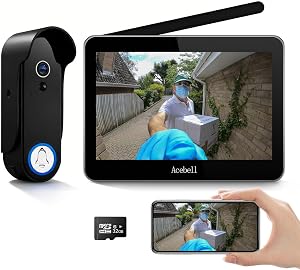 Wireless 1080P Video Doorbell Camera with Monitor, WiFi Video Intercom System with 7''Touchscreen, Motion Detection, No Subscription, Night Vision, Long Battery Life, APP Control