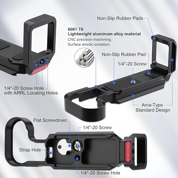 Leftfoto X2D L Bracket Holder L - Plate for Hasselblad X2D/X2DII 100C Camera,Quick-Release Plate Mount Compatible with Arca Standard Tripod Ballhead
