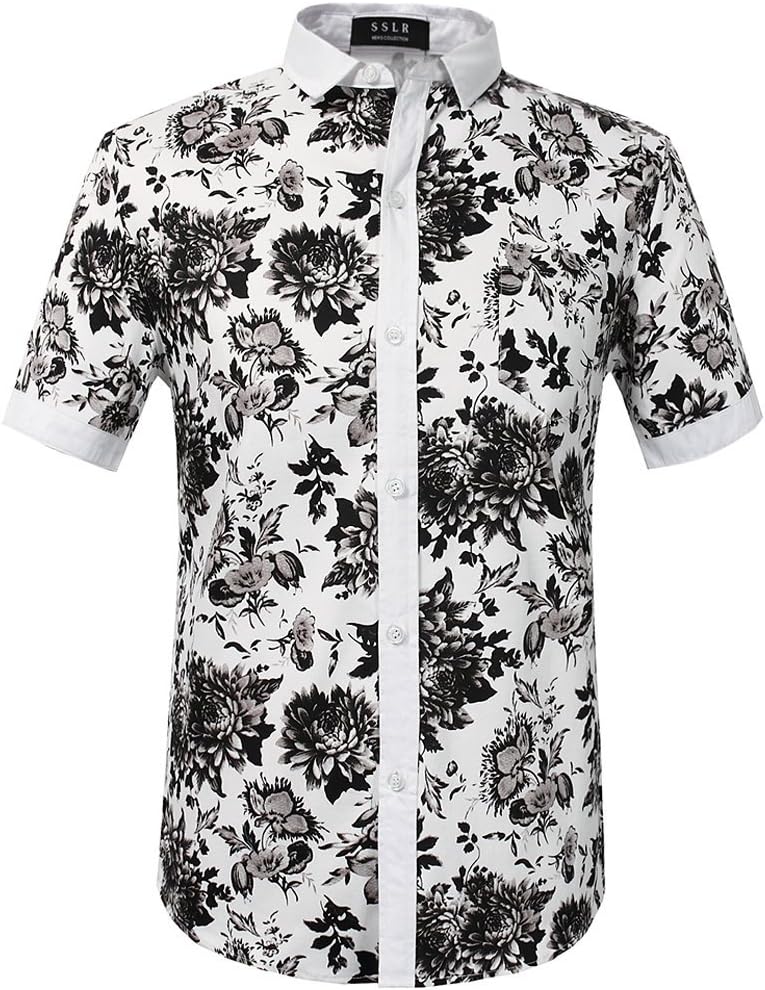 Hawaiian Shirt for Men, Beach Shirts for Men, Tropical Shirts Short Sleeve Floral Casual Button Down