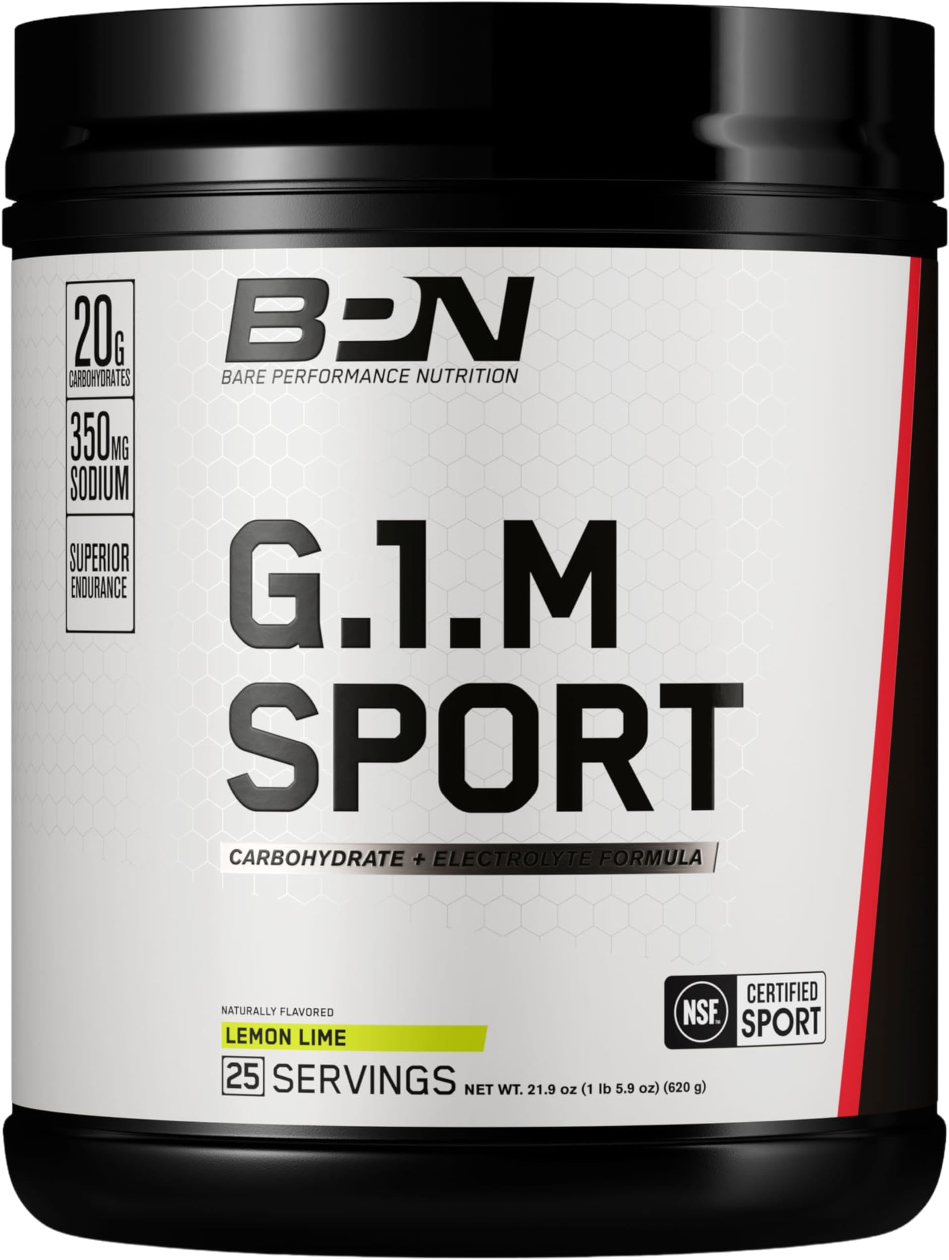 BARE PERFORMANCE NUTRITION, BPN G.1.M Go One More Sport, Endurance Training Fuel, Superior Carbohydrate & Electrolytes Powder Formula, Reduce Fatigue, Lemon Lime, 25 Servings