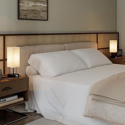 Miniatura 2 de Lámpara de mesa para dormitorio, lámpara de mesita de noche para mesita de noche con salidas de CA, lámpara de escritorio de luz LED ajustable de 3