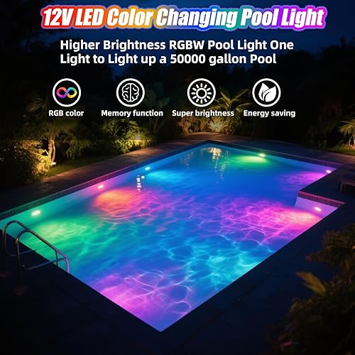 Miniatura 2 de Bombilla LED para piscina, impermeable, 12 V 40 W, luz de piscina submarina que cambia de color RGB para piscina interior por la noche, bombilla LED