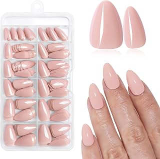 AddFavor Nude Tan Almond Press on Nails Short Fake Nails Press ons, 240pcs Acrylic Nails Short Press on Nails Almond for Women Stick on Nails