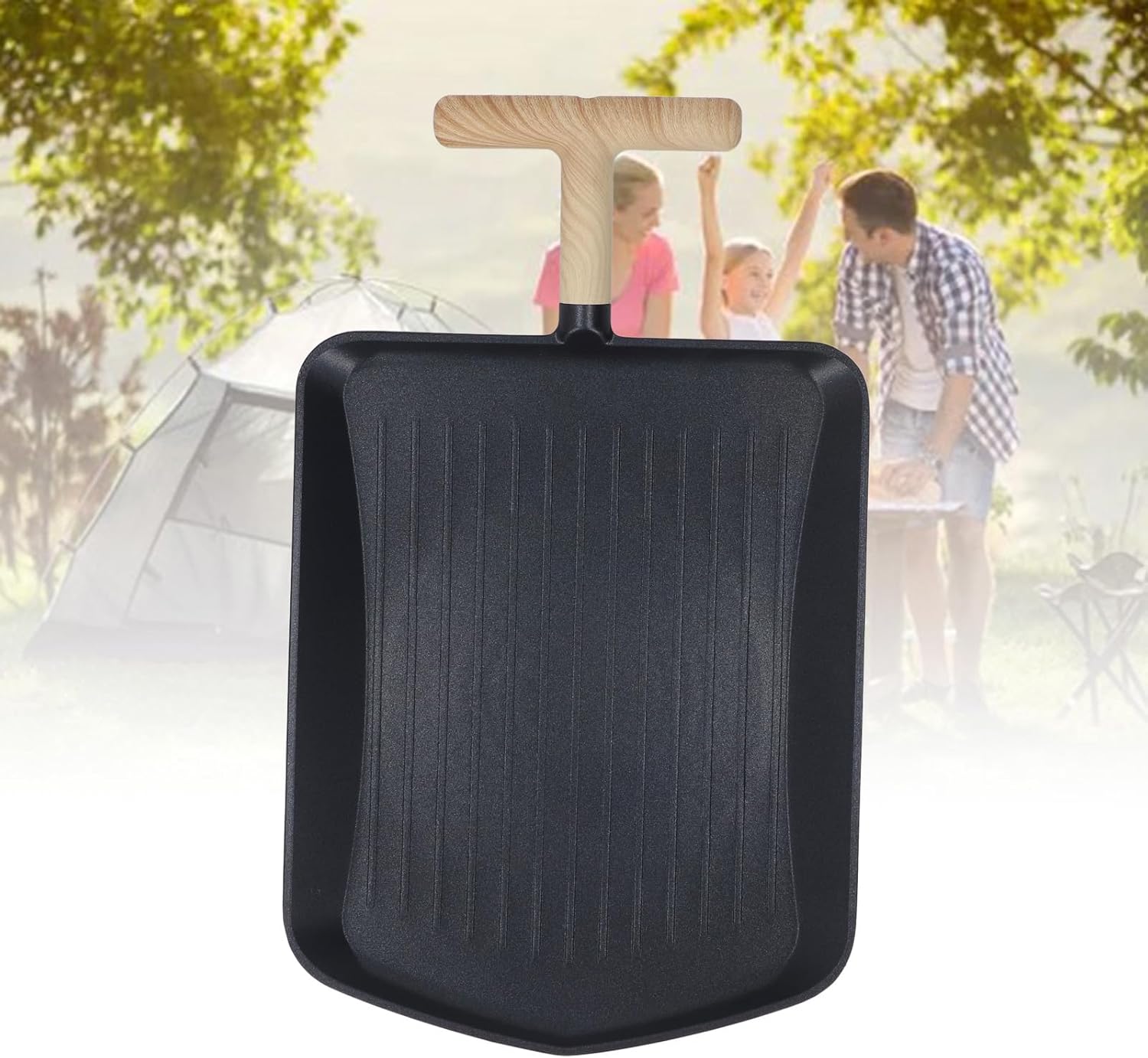 Square Grill Pan, 34.5cm x 28.5cm Aluminum Alloy Griddle Pan with Handles, Uniform Heating Grill Frying Pan, Barbecue Griddle Plate for Indoor Cooking Outdoor BBQ Accessories