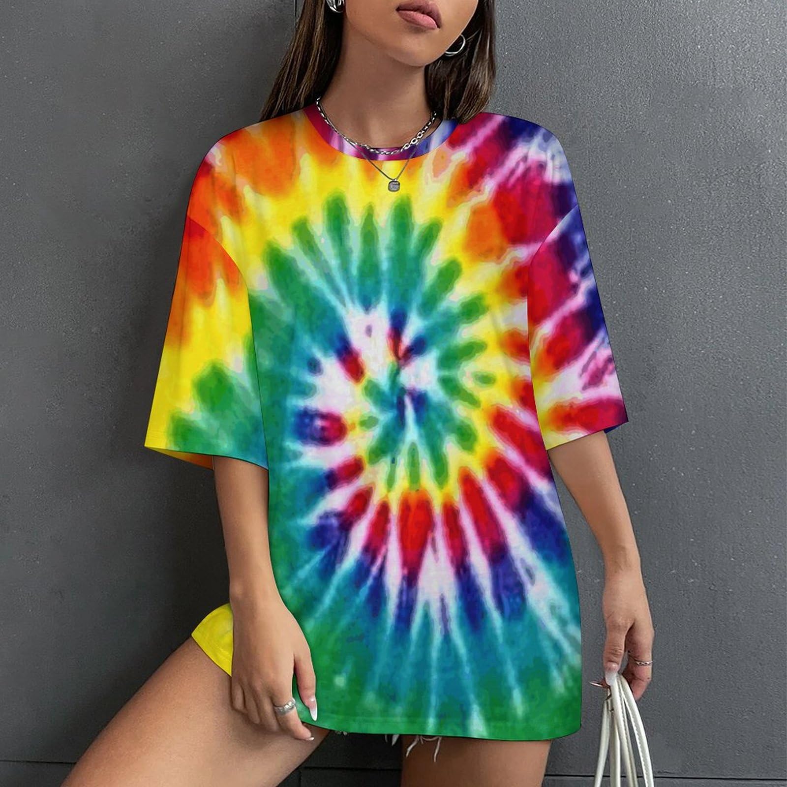 Amazon.co.jp: 半袖 Tシャツ カラフルな渦 レディース 夏服 七分袖