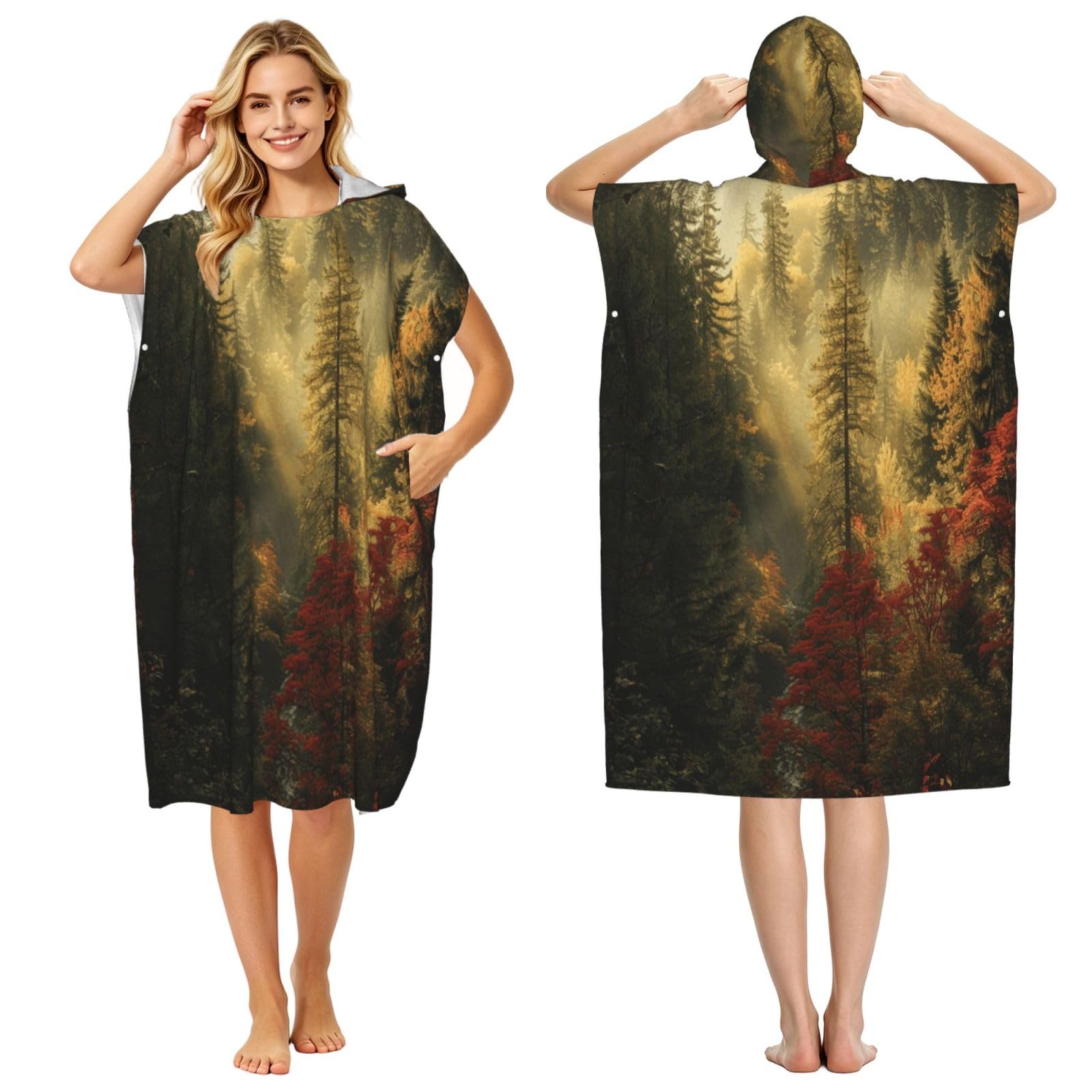 KLGRTJHK Maple Valley Adult Hooded Beach Poncho Towel 43"X35"