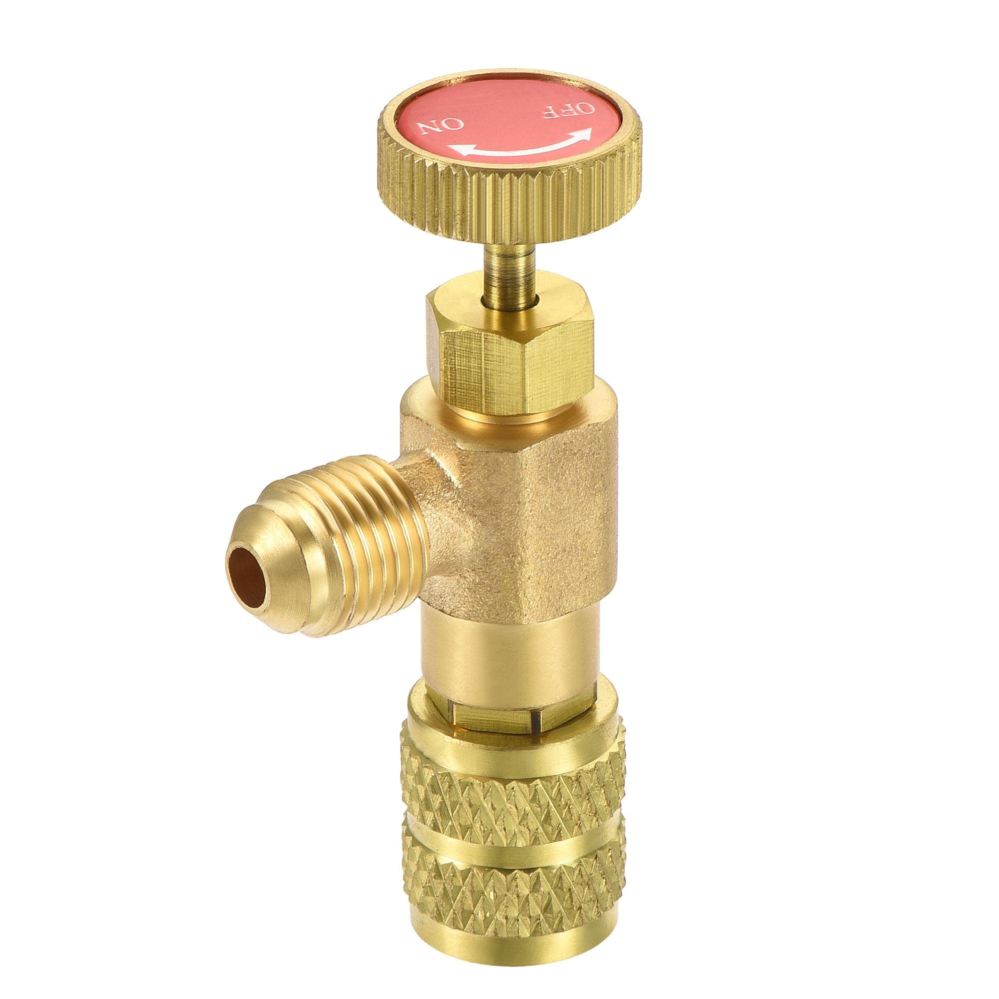 sourcing map Carga Válvula 5/16 SAE Rosca Adaptador Cierre Flujo Control para HVAC Refrigeración Recarga