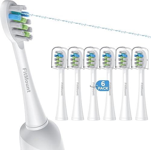 Paquete de 6 cabezales de repuesto para cepillo de dientes compatibles con WaterPik Sonic Fusion 2.0, cabezal de cepillo de hilo dental FitMount