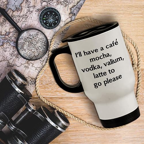 Miniatura 4 de Black I'Ll Have A Café Mocha Vodka Valium Latte To Go Please - Taza de viaje de acero, color blanco