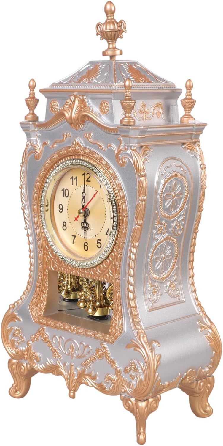 Decorative European Vintage Mantels Clock Automatically Plays Unique Music Chimes on The Hour with Pendulums Decoration European Vintage Mantels Clock