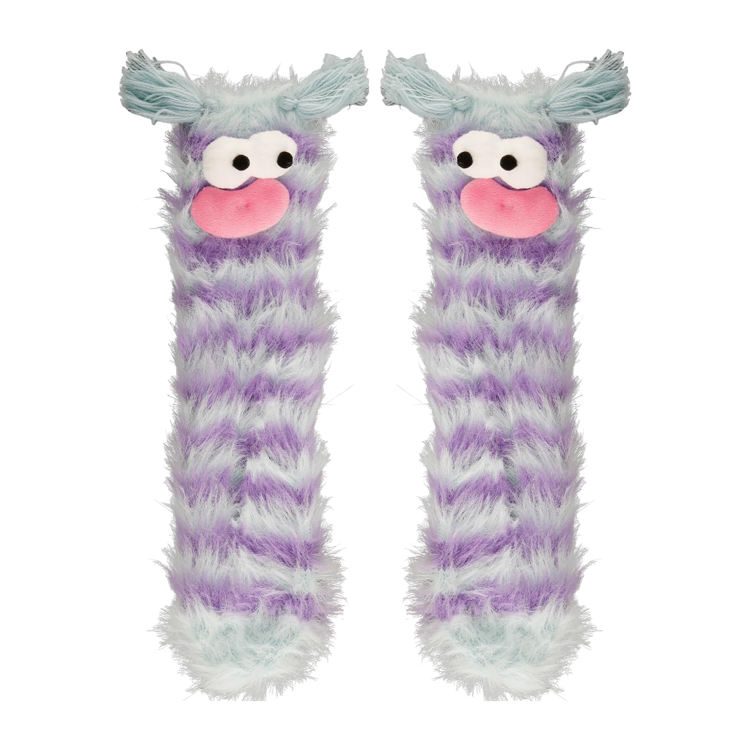 Tabanzhe Women's Purple Fluffy Monster Socks - Funny 3D Winter Socks Coral Velvet Cozy Fuzzy Warmth Gifts For & Girls (Purple)