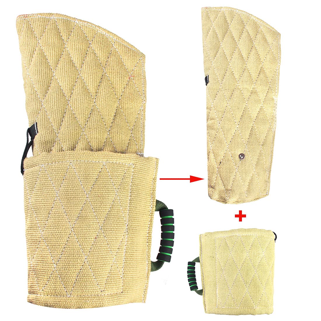 Manchon de protection pour chien avec poignée en jute - Convient aux deux bras gauche et main droite - Abricot
