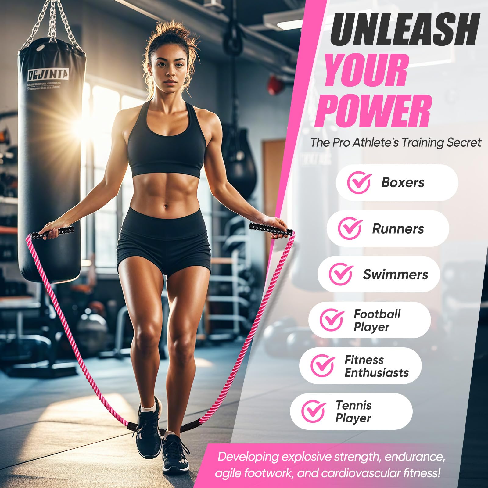 Cuerda de saltar, cuerda de saltar pesada para mujeres, cuerda de saltar para adultos, equipo de entrenamiento de gimnasio en casa, jumpropes de ejercicio pesado para pérdida de peso, forma del cuerpo