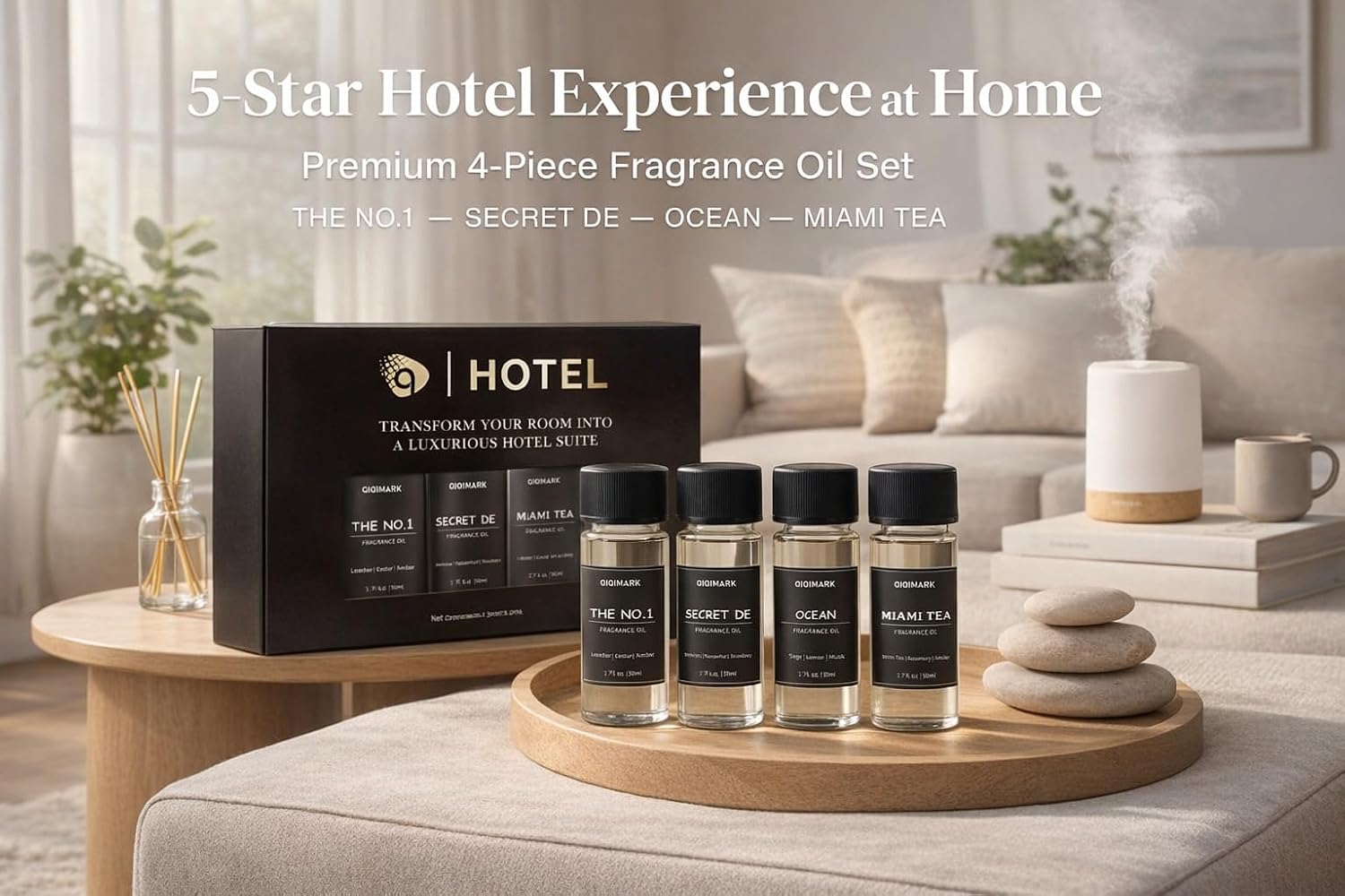 Hotel Collection Diffuser Oil 200ml, Hotel Fragrance Oil Set 4 * 50 ml The Most Popular 5-Star Hotel Scents, Fragrance Oil Set