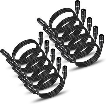 EBXYA XLR Cable 3 Ft 10 Pack, Premium XLR Male to Female Microphone Patch Cables 3 Pin Mic Cords DMX512 Lighting Cable Compatible with Speakers, Mixer, Stage Lighting