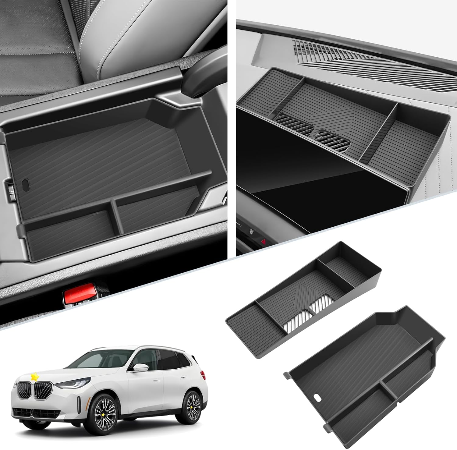 SKTU 2Pcs for 2025 2026 BMW X3 Center Console Organizer for 2025 2026 BMW X3 (30 xDrive/M50 xDrive) Console Tray Dashboard Organizer 2025 2026 X3 Behind Screen Tray BMW X3 2025 2026 Accessories