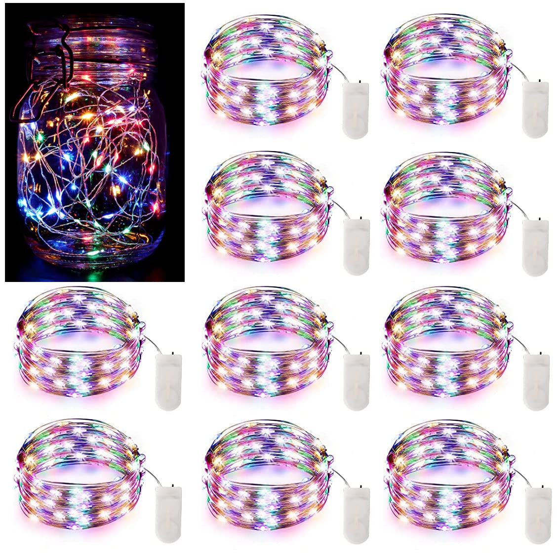 HeaHap Feen-Lichterketten 10er Set | 2m Kupferdraht, 20 LEDs, Warmweiß & Wasserdicht | Perfekt Für DIY & Deko