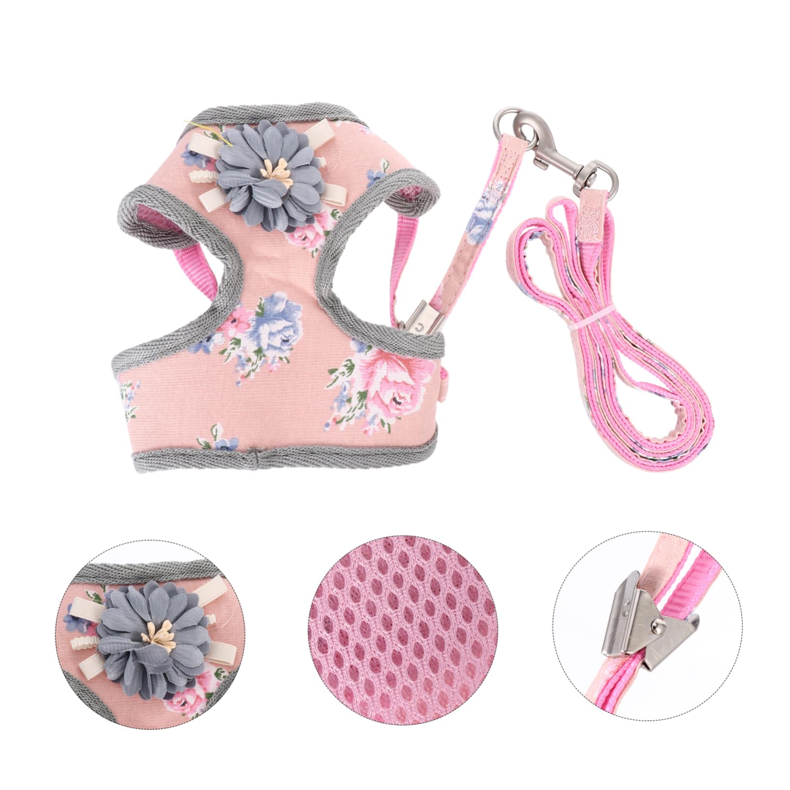 POPETPOP 3sets Pettorina Per Regolabile Guinzaglio e Traspirante Per e Allenamenti Rosa s