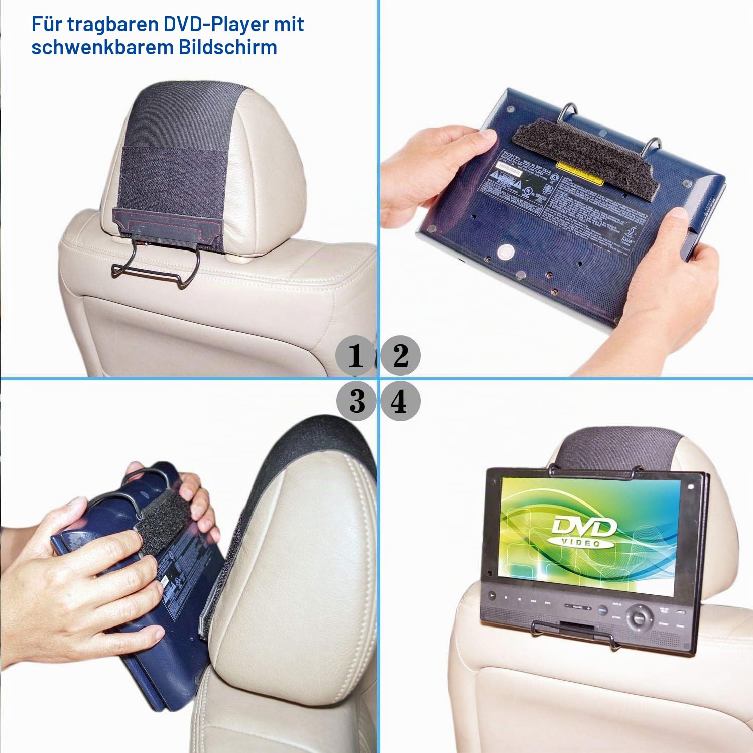 TFY Hülle für Auto-Kopfstützen-Halterung für Portable DVD-Player, mit Displayschutzfolie