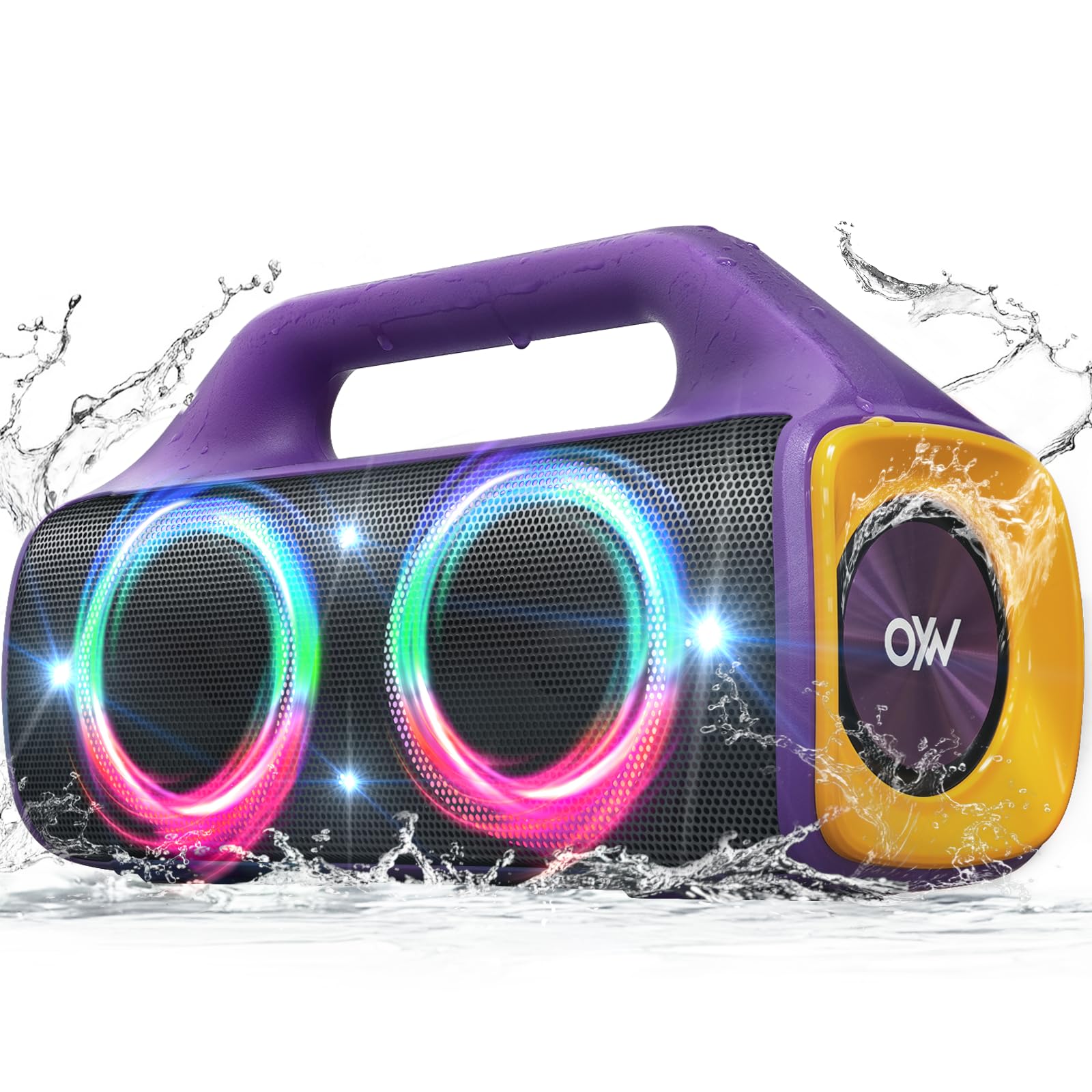 OYW IPX67 Waterproof Bluetooth Speaker:80W(Peak) Loud Outdoor Portable Wireless Party Speakers with LED Lights,20H Playtime,Bluetooth 5.3,Deep Bass & TWS for Pool,Beach — view 9