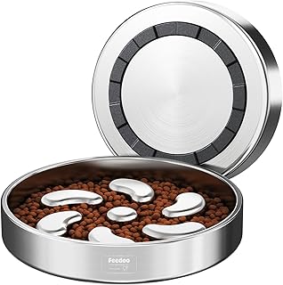 Feedoo Slow Feeder Dog Bowl-3Cups for Large Breeds, Double Wall Food-Grade Stainless Steel, Heavy Duty with Non-Slip Rubber Base, Puzzle Maze Bowl to Slow Down Eating
