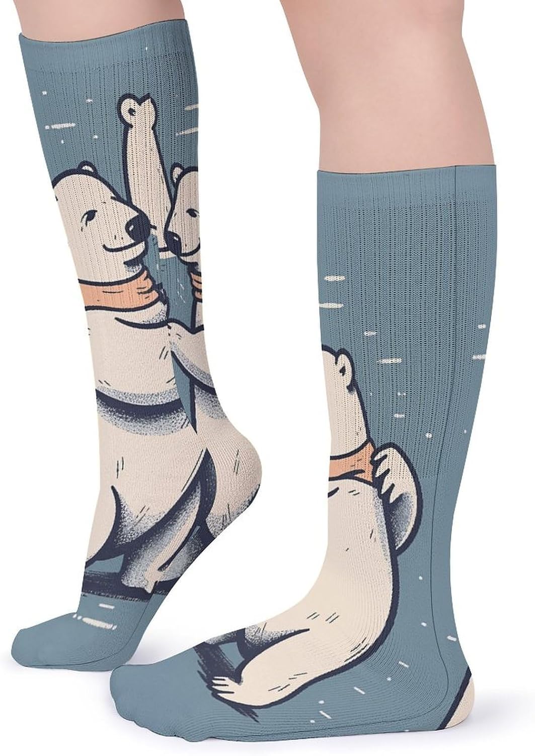 Bear Dancing Crew Socks Cozy Casual Calf Socks Lightweight Long Work Sock Breathable Athletic Sock for Hiking Sports Running 5 Pairs