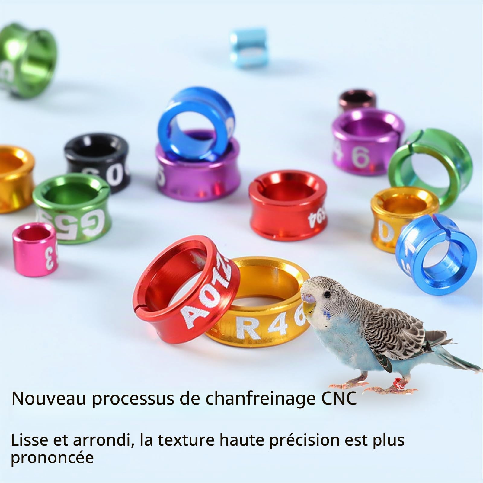 Bagues en aluminium pour pattes d'oiseaux, Bagues ouvertes en aluminium for pattes d'oiseaux, multicolores et numérotées, 4-8 mm, paquets de 10/50/100 pièces(Open-100pcs,4.5mm)