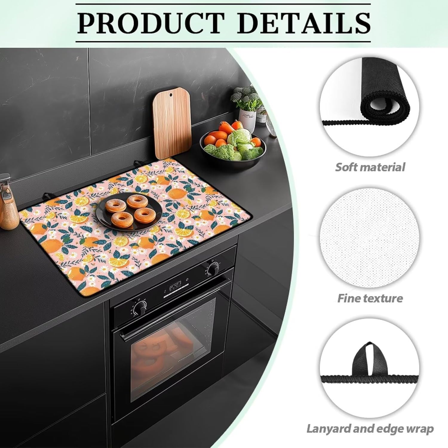 Stove Top Covers for Electric Stove Anti-Scratch Flat Induction Cooktop Cover Mat Ceramic Glass Stove Top Protector Universal Kitchen Decor Accessories, 29 x 21 Inch, Orange Daisy