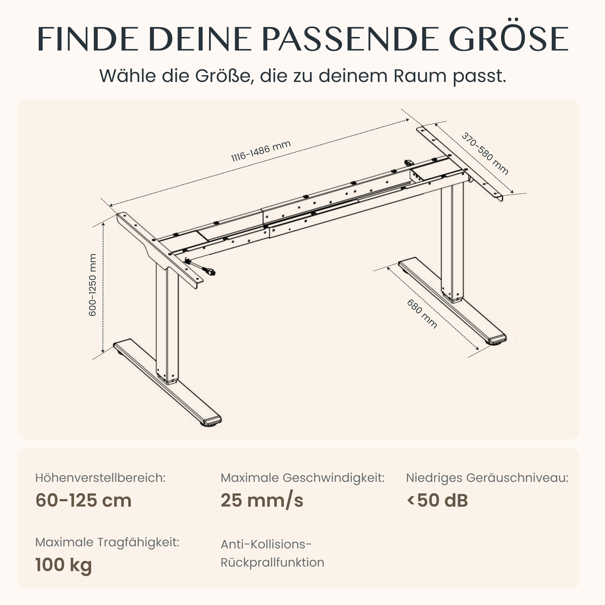 FLEXISPOT Höhenverstellbarer Schreibtisch Gestell mit Dual-Motor – Ansicht 2