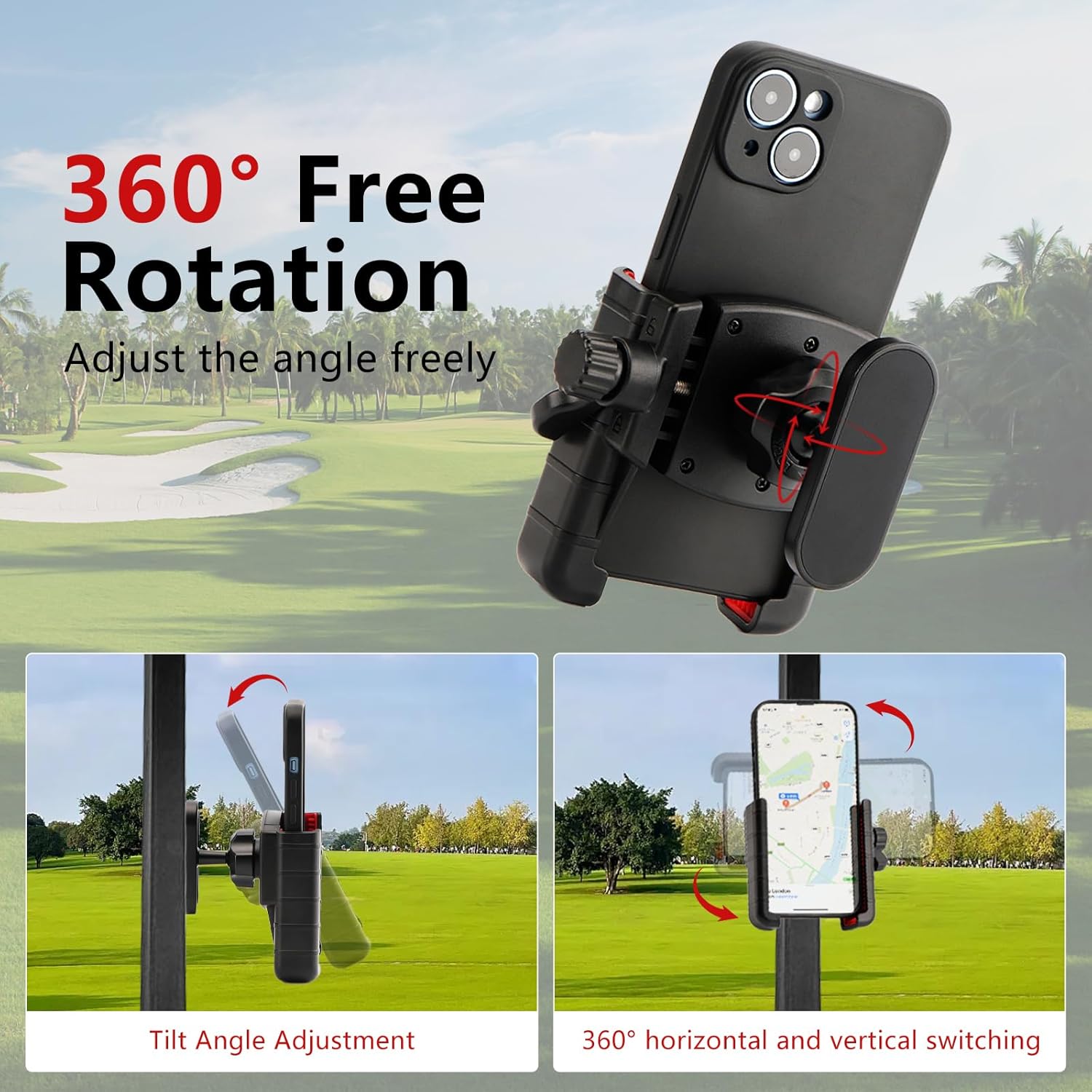 Industrial-Strength Magnetic Phone Holder for Golf Carts - 360° Adjustable | Quick Release, Secures iPhone 15 Pro/Samsung S24 Ultra on EZGO/Club Car/Yamaha | Windshield-Friendly,Big Phones Friendly - Image 4
