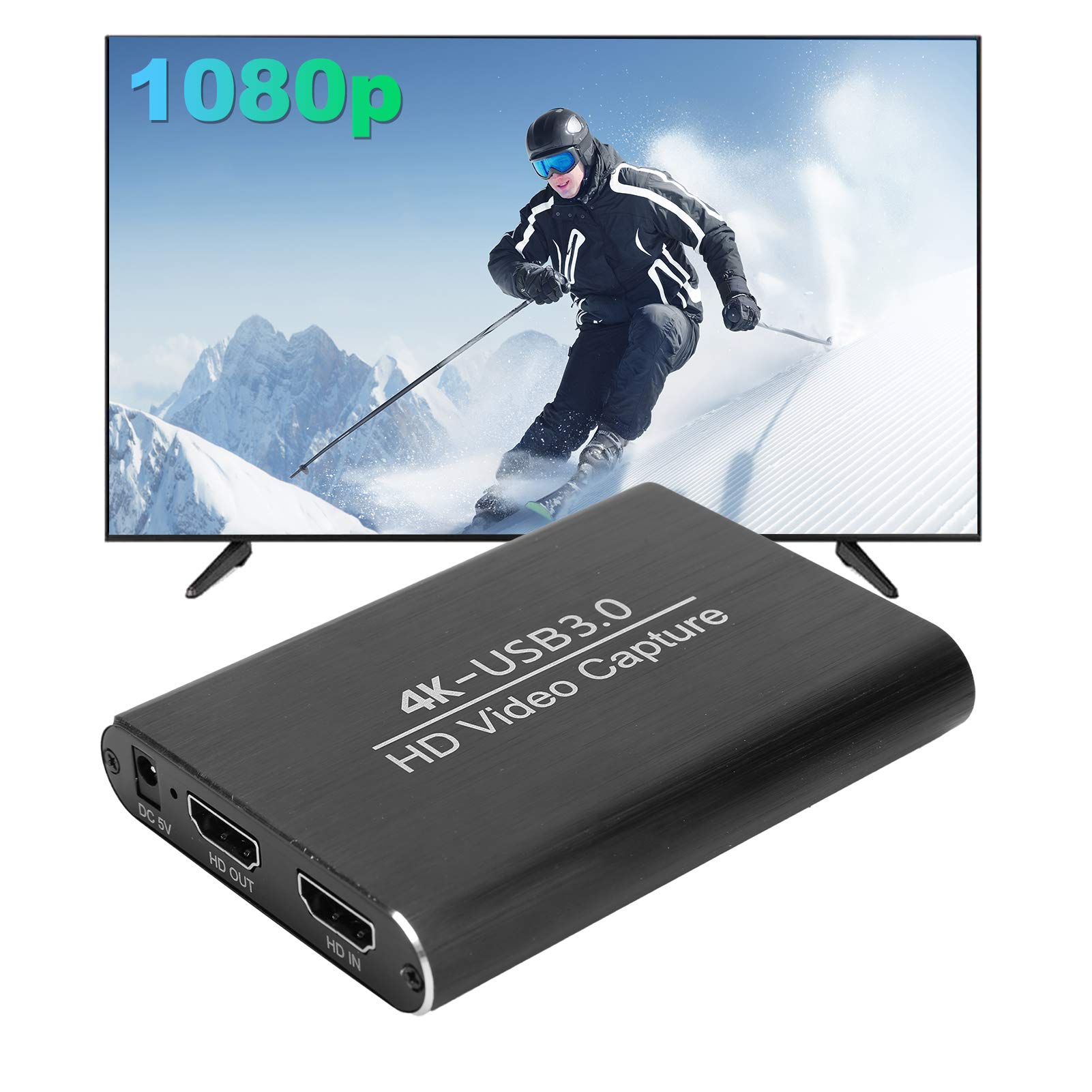 Yosoo Health Gear Tarjeta de Adquisición de Video HD Tarjeta de Adquisición de Aluminio Entrada USB 3.0 4K 60Hz Grabación 1080P Plug and Play para Transmisión OBS Captura de Video para Juegos en una