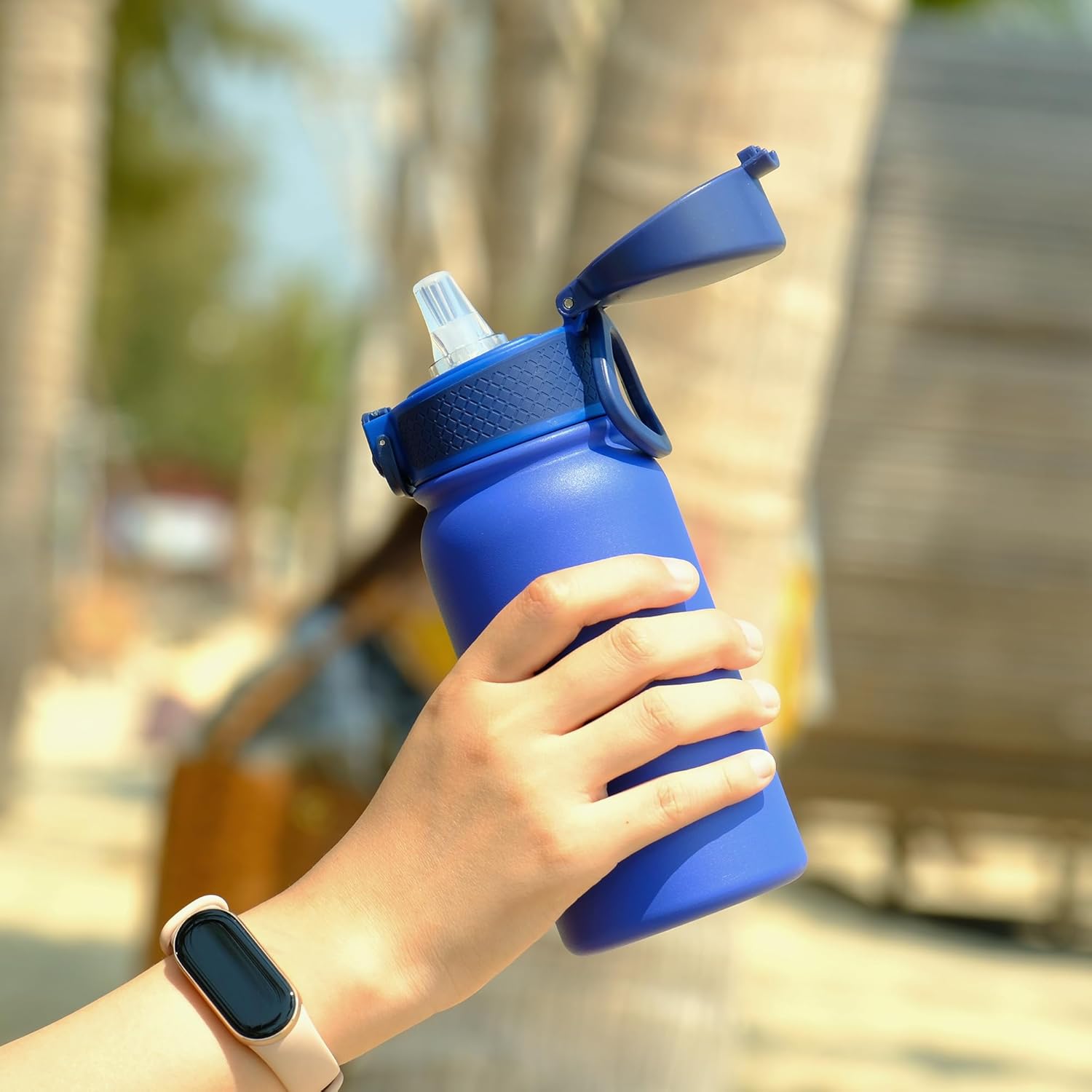 OLDLEY 12oz Kids Water Bottle, Stainless Steel Insulated Water Bottle For Kids, With Straws Leak-proof, Kids Water Bottles For School Boys Girls,Klein Blue - Image 2