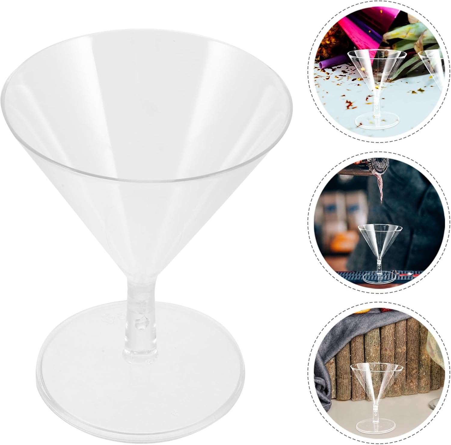 8pcs Plastic Cocktail Glasses 60ml Unbreakable Wine Goblets with Sturdy Abs Material for Birthday Parties and Bars, Unique Elegant Shape Disposable Cups
