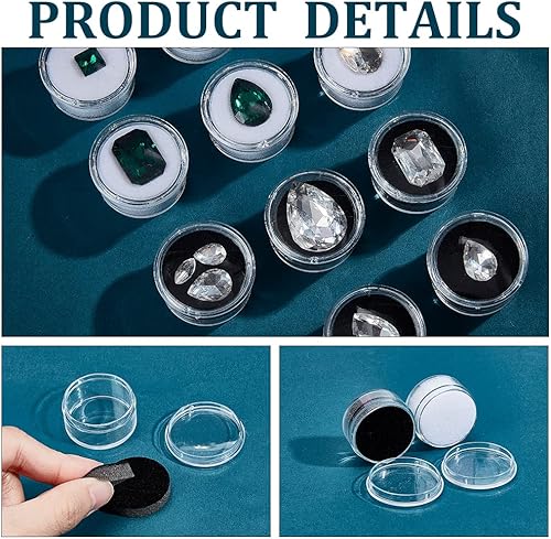 Miniatura 5 de CHGCRAFT 20 cajas de piedra redonda de 2 colores, pequeña caja de exhibición de piedras preciosas de diamantes sueltos de plástico con tapas