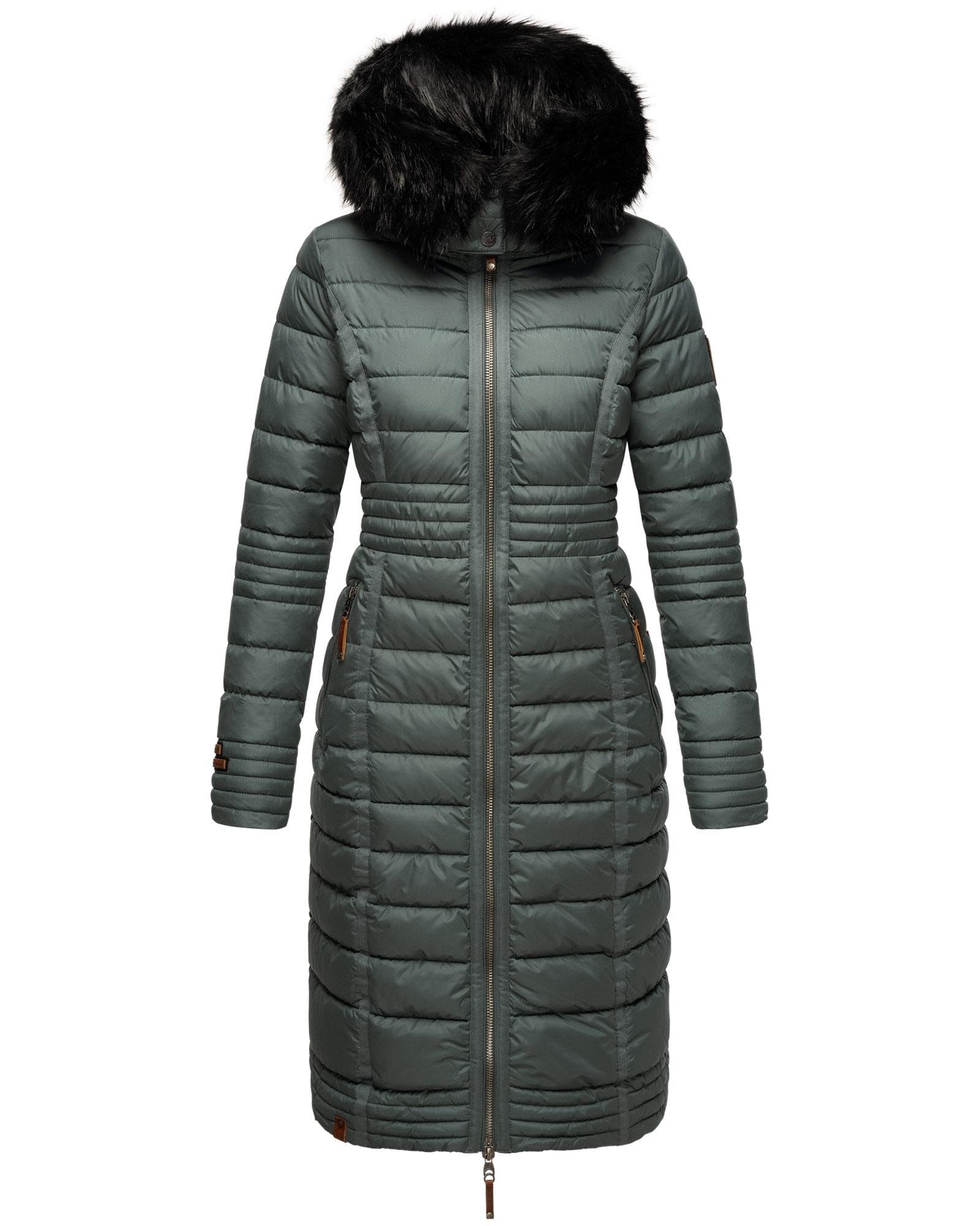 Navahoo B670 - Abrigo de invierno para mujer, acolchado largo, cálido, de peluche