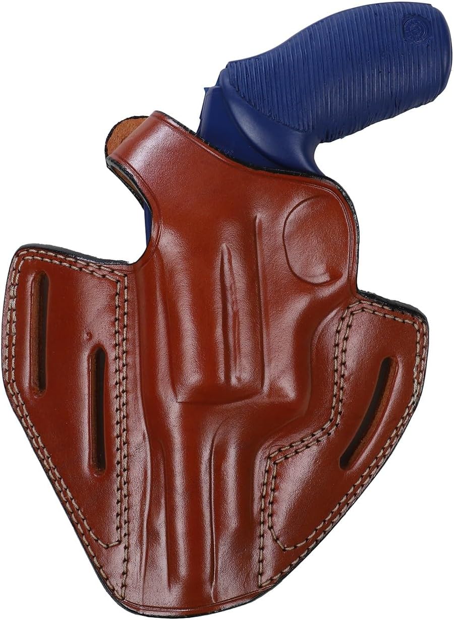 Pusat Holster | Hand-Molded Leather Thumb Break Holster Fits Taurus Judge 45 Colt/410 Mag 3 inch - 3-Slot OWB Belt Carry - Vegetable-Tanned Artisan Gear (Left Hand)