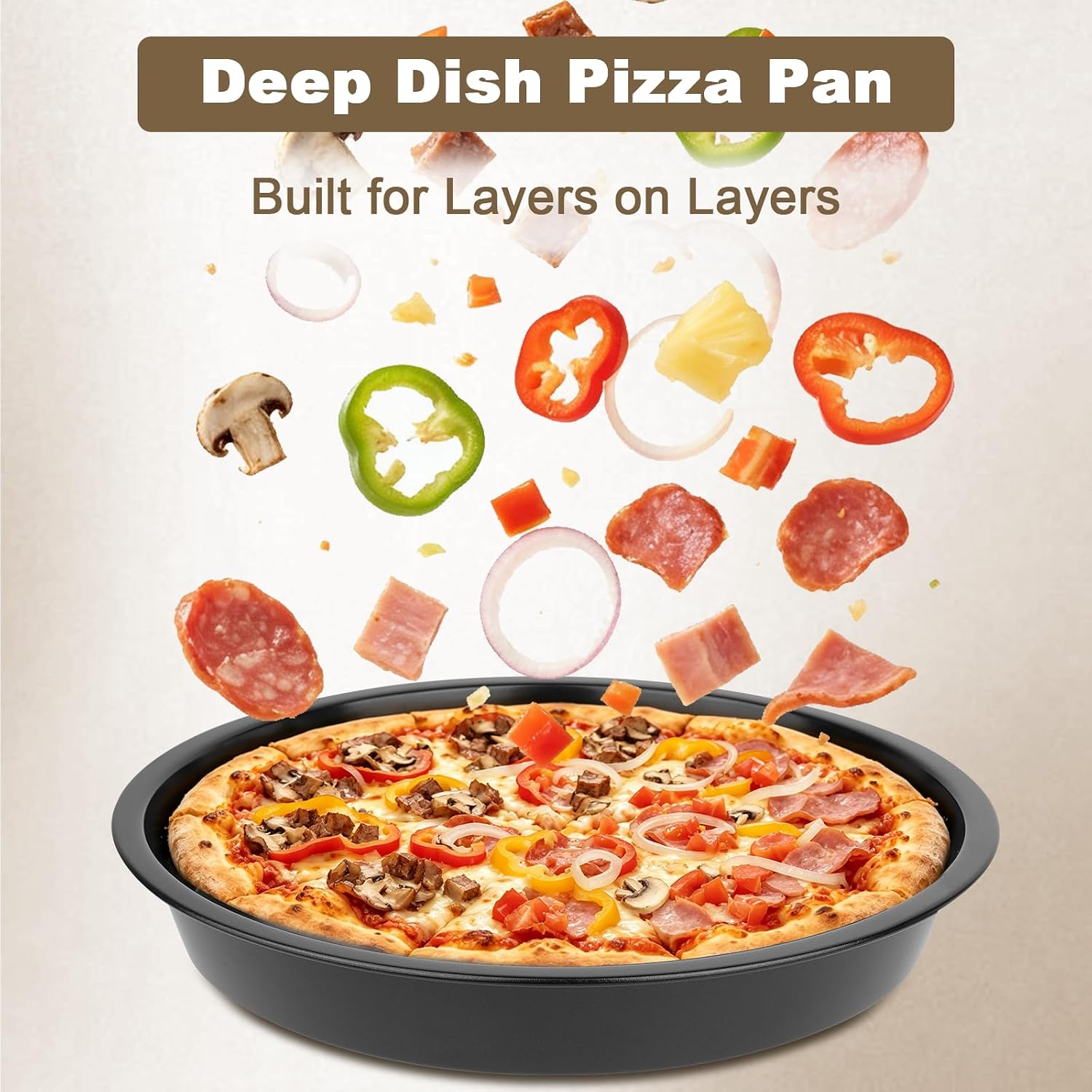6 Pack Deep Dish Pizza Pan 8 Inch Non-Stick Pizza Pan for Oven | Round Pizza Pan Set Nonstick Carbon Steel Pizza Plates Bakeware for Chicago-Style Pizza Metal Pizza Trays for Home Kitchen