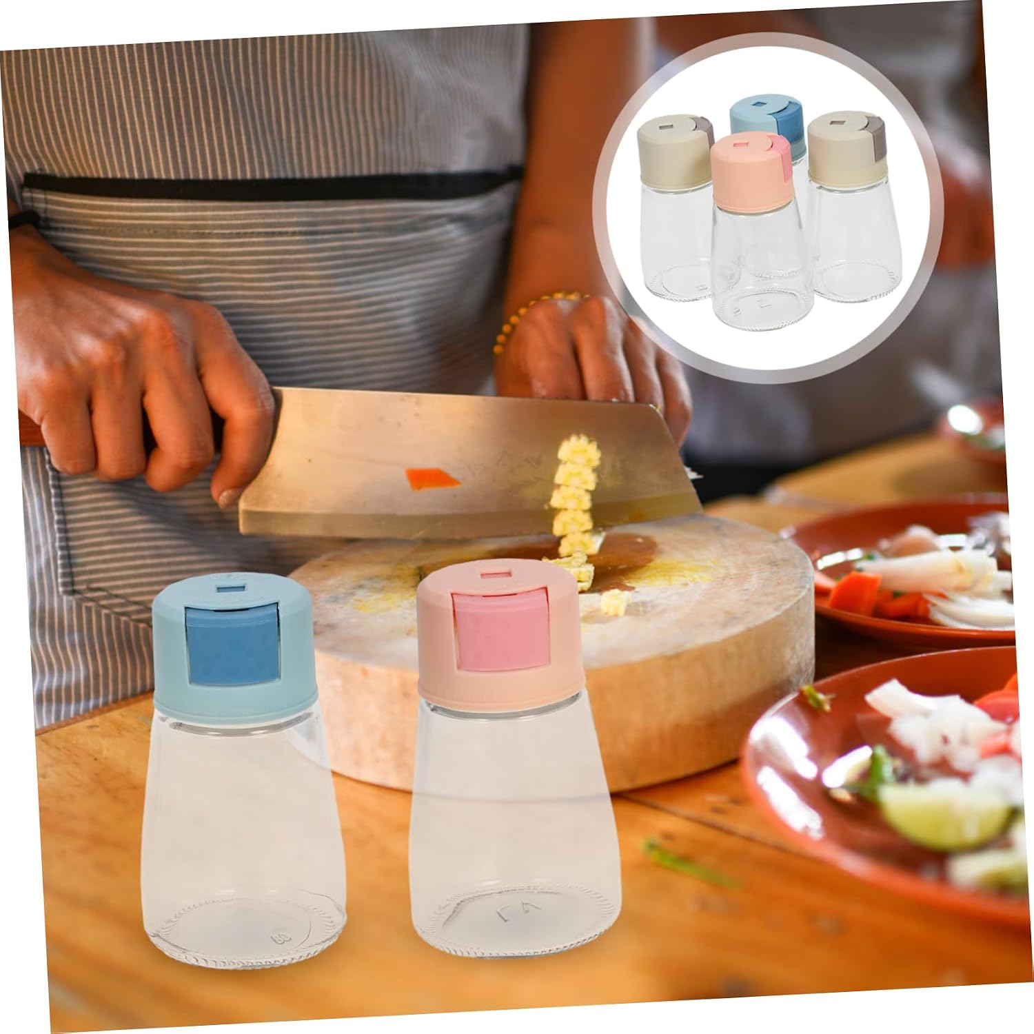DECHOUS 4pcs Shaped Metering Salt Dispenser Bottle Space-saving Seasoning Shaker for Home Bbq and Kitchen Use for Pepper Sugar and Spices