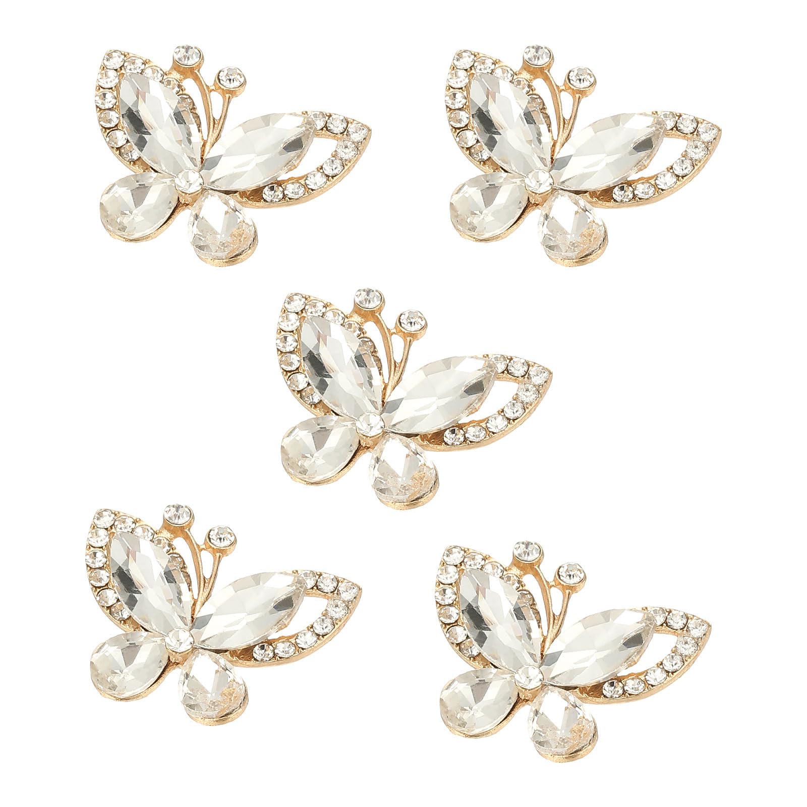 PATIKIL 5 Pcs Butterfly Rhinestone, Crystal Butterflies for Crafts Flatback Charms Rhinestone Embellishments for Clothing Jewelry Making Women DIY Decoration, Clear