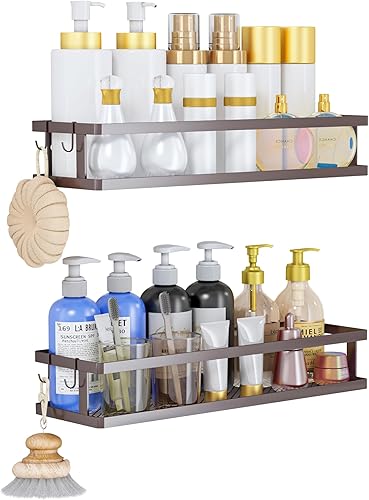 Miniatura 8 de PUSDON Cesta de metal para colgar en la pared, 2 paquetes, apta para múltiples escenas, barandilla negra grande Barandilla negra,bronce,Barandilla